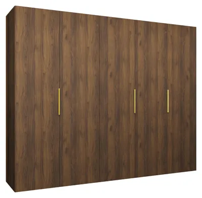 Produktbild von MEBLE KRYSPOL, Kleiderschrank, Schrank 250 cmx202x52, Warmia-Nuss, Gold