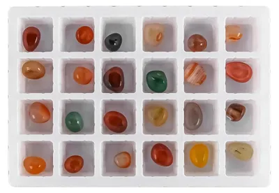 Image de Calendrier de l'Avent 2024 - Mini-pierres précieuses - 24 cristaux/minéraux - Cadeau d'anniversaire - Sac de rangement - Loupe