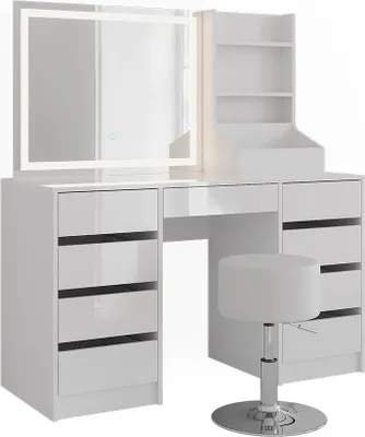 Produktbild von Schminktisch Vicco Sherry Weiß/Weiß Hochglanz 128.2 cm 4 Teile, Model 57640