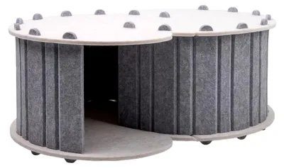 Produktbild von Katzenhaus Katzenhöhle 58 x 40 x 24 cm Katzentunnel Katzentbett aus Filz – Faltbares Katzenzubehör für Versteck und Liegeplatz - Grau