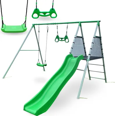 Produktbild von XXL Spielplatz für Kinder mit Schaukel, Gymnastiktrapez und Rutsche