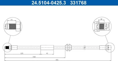 Produktbild von ATE 24.5104-0425.3 Bremsschlauch Hinten für MINI Schrägheck (R50, R53) Cabrio (R52)