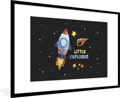 Produktbild von MuchoWow® Gerahmtes Poster Zitate - 'Kleiner Entdecker' - Sprichwörter - Kinder - Junge - Mädchen - Kinder 90x60 cm - Poster mit Schwarzem Bilderrahmen Wandposter Rahmen Foto Bilder - Wanddekoration - Fotos
