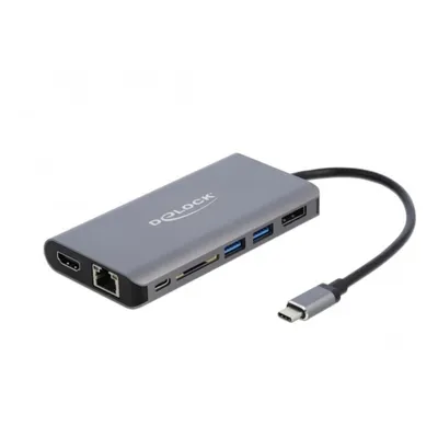 Zdjęcie produktu dla DeLOCK 87683, Przewodowa, USB 3.2 Gen 1 (3.1 Gen 1) Type-C, 10,100,1000 Mbit/s, Szary, SD, SDHC, SDXC, 4K Ultra HD
