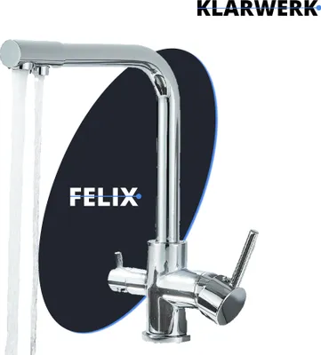 Produktbild von Felix | 3 Wege Premium Chrom glänzendTrinkwasser Armatur | Edelstahl Osmose Wasserhahn Küche |Mischbatterie - 360 Grad | Filter 3 Anschlüsse