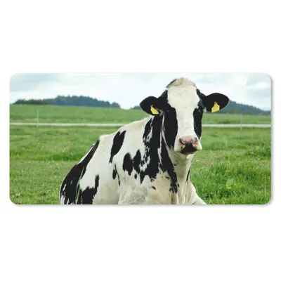 Produktbild von MuchoWow® Schreibtischunterlage Kuh - Gras - Tiere - Berg 80x40 cm - XXL Mauspad - Gaming Mauspad