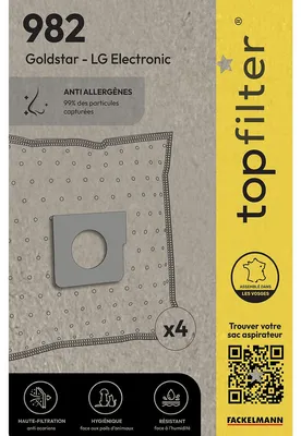 Image de Lot de 4 sacs aspirateur pour Goldstar et LGE TopFilter Premium