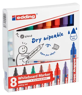 Obrázek produktu pro Edding 360-8-S2999 popisovač na tabule - opakovaně plnitelný, 1,5 - 3 mm, sada 8 kusů v různých barvách