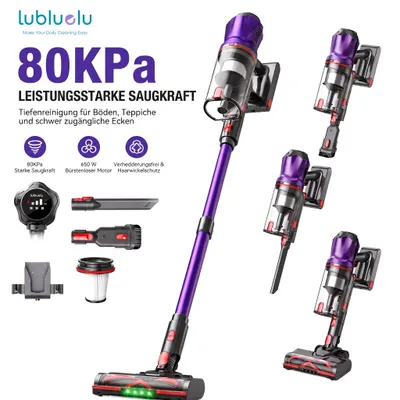 Obrázek produktu pro Akumulátorový ruční vysavač Lubluelu G20, 80000 Pa, bezdrátový, 650 W, s dobou provozu 60 minut a displejem, s funkcí proti zamotávání