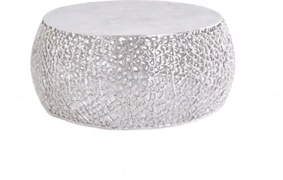 Produktbild von riess-ambiente Runder Couchtisch ABSTRACT LEAF 75cm silber antik Metall filigrane Beistelltisch Tisch