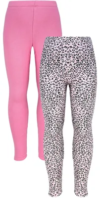 Produktbild von TupTam Mädchen Leggings 2er PACK Winterleggings Thermo Hohe Taille Leggins Gefüttert Fleece, Farbe: 2er Pack Leopard / Rose, Größe: 134