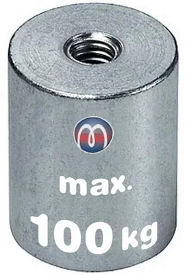 Produktbild von Famanu Neodymium-Zylindermagnet Ø 50 mm mit Gewinde M10 x 12 - 100 kg Zugkraft