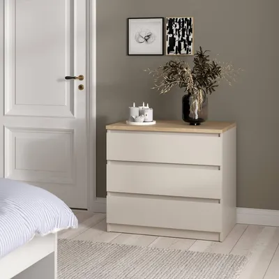 Image de Vistara - Commode, 77x50x70h cm Beige, 3 Tiroirs
