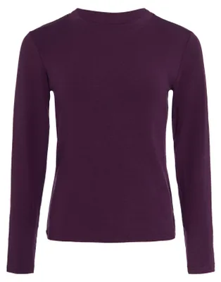 Produktbild von Damen Langarmbluse mit Rundhalsausschnitt aus weichem Strickmaterial, lila S