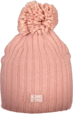 Produktbild von Rosa Damenmütze mit Bommel und Applikation – Trendiger Winterstyle
