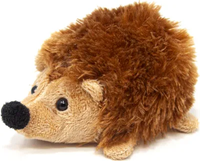 A plush toy hedgehog is shown against a white background.