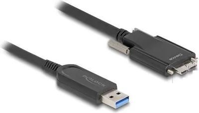 Produktbild von Delock Aktives Optisches Kabel USB 10 Gbps Typ-A Stecker zu Typ Micro-B Stecker mit Schrauben 5 m (83211)