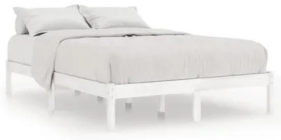 Obrázok produktu pre Rám postele 160x200 cm – dvojlôžko z masívneho dreva – rám postele s roštom – bez matraca – farba: biela (whitesmoke)