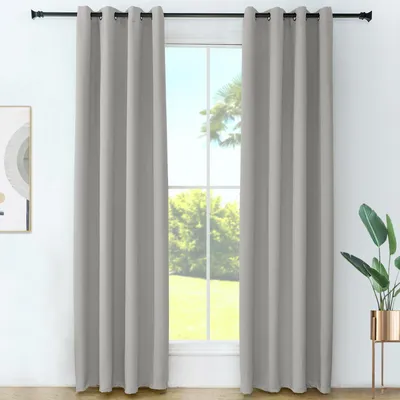 Produktbild von Grandekor Gardinen mit Ösen Vorhänge, 2-Set 137x117cm (H x B), Verdunkelungsgardinen Hellgrau vorhange Wohnzimmer