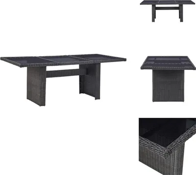 Produktbild von vidaXL Garten-Esstisch Schwarz 200x100x74 cm Glas und Poly Rattan - Gartentische