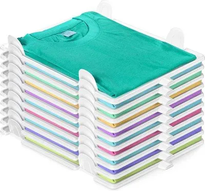 Produktbild von Unyqoos® Nifogo Faltbrett & Kleiderschrank-Organizer – T-Shirt-/Hemden-Falter für Erwachsene, Standardgröße, 10er-Pack