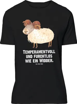 Produktbild von Mr. & Mrs. Panda Größe M T-Shirt Sternzeichen Widder - Schwarz - Geschenk, Shirt, Tshirt, mit Spruch, Bock, Herren, Geburtstag März, April, Schafbock