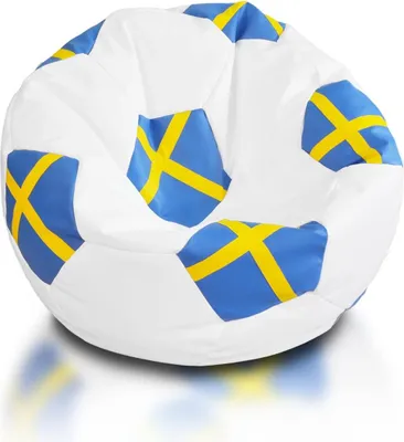 Produktbild von Ecopuf Fussball Sitzkissen, Kunstleder Sitzsack, im Flaggen-Design Schweden