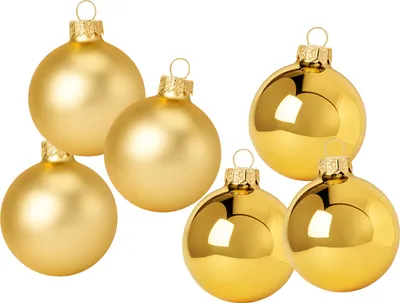 Christbaumkugeln - Weihnachtsbaumkugeln - Glas - D 8cm - glänzend/matt - gold - 6er Set