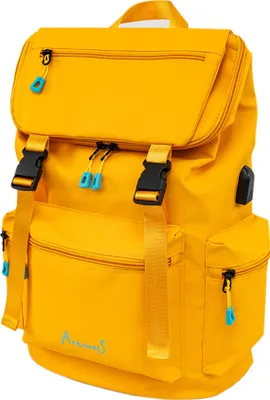 Produktbild von Anemoss Laptop-Rucksack, wasserdicht, 15-Zoll Laptopfach, für Damen und Herren, ideal für Arbeit, Reisen und Wandern, Gelb