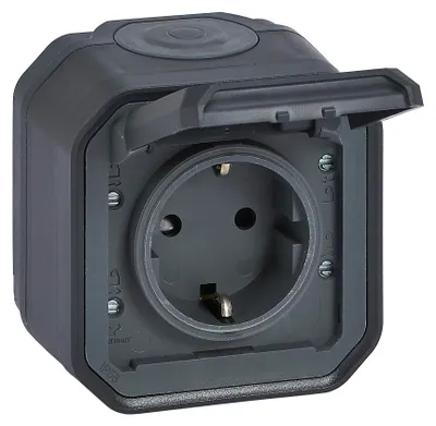 Produktbild von LEGRAND Plexo New Feuchtraum-Steckdose, Schuko, IP44, Anthrazit