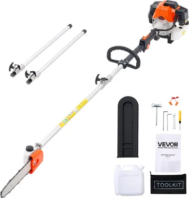 Produktbild von VEVOR Benzin-Hochentaster, 43ccm Hubraum 2-Takt Motorsäge, Teleskopsäge mit 2,08–3,58 m ausziehbarer Stange, 25,4 cm Schwert, 850 ml Kraftstofftank, für kraftvolles Sägen in hohen Baumkronen