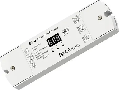 Produktbild von S1-D DMX512 Triac-Dimmer – 2-Kanal, 230 V, Phasenanschnitt/-abschnitt für LED  und  Halogen