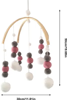 Imagen del producto de Móvil para cuna de bebé, con campanillas de viento de madera, bolas de fieltro colgantes, campana para la cuna, móvil de madera, adorno para decoración de habitación infantil, ideal para niñas y niños