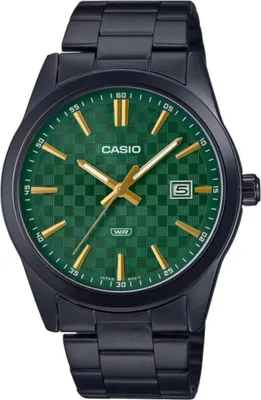 A close-up studio shot of a men's wristwatch.