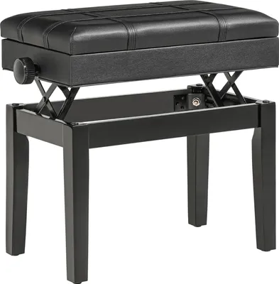 Produktbild von Klavierbank Höhenverstellbarer Klavierhocker Mit Stauraum, Lederkissen, Schwarz, 63X35X46-56 Cm