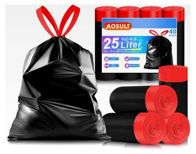 Produktbild von Schwarze Müllbeutel 25L mit Zugband, 40 Stück