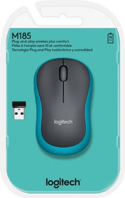 Obrázek produktu pro Logitech M185, Pro praváky i leváky, Optický, RF bezdrátový, 1000 DPI, Modrá