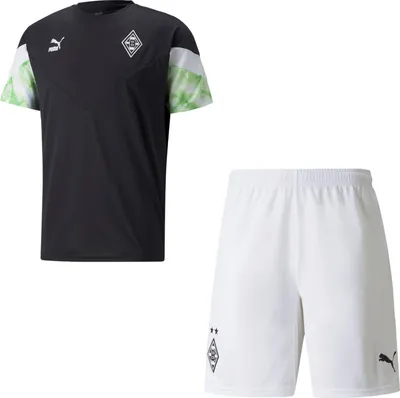 Produktbild von Puma BMG Borussia Mönchengladbach Trikot + Short Outfit Herren, Größe:L, Farbe:Schwarz