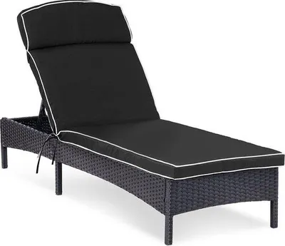 Image de Chaise longue Uniprodo - noire - rotin - dossier réglable