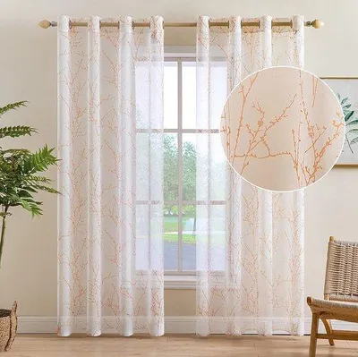 Produktbild von Famanu Vitrage Hochwertig – Voile Gardinen für Wohn- und Schlafzimmer – 145 x 140 cm