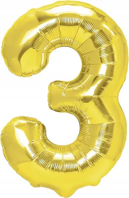 Image de Ballon en plastique chiffre 3 TROIS or 100 cm, 1 pc.