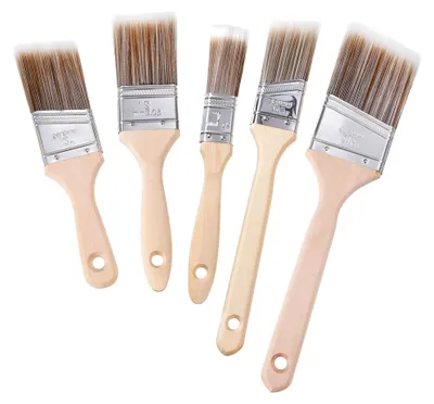 Produktbild von 5-teiliges Pinselset mit Flachpinseln und Holzgriffen für Öl, Acryl und Aquarell
