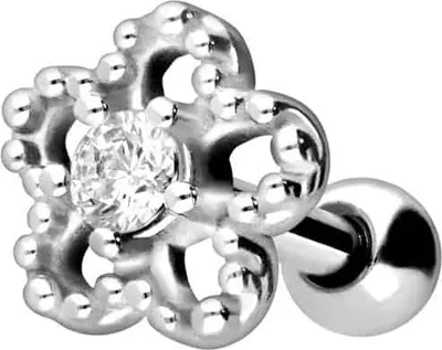 Produktbild von Ohrpiercing Chirurgenstahl Ohrpiercing BLUME + KRISTALL