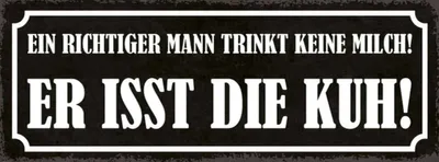Produktbild von vianmo Holzschild 10x27 cm Mann trinkt keine Milch isst Kuh Spruch Zitat