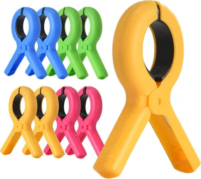 Image de Pinces à serviette, grandes, résistantes au vent, lot de 8, en acier inoxydable et en PP, pour la plage et la piscine