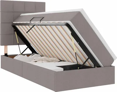 Produktbild von Aufbewahrungsbett mit Matratze Taupe 90 x 190 cm Polyester