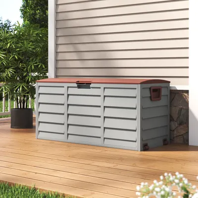 Produktbild von Livingandhome Gartenbox 290L mit Rollen – wetterfest, braun, aus Kunststoff