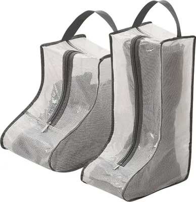 Produktbild von 2 Stück Stiefelschutztasche Aufbewahrungstasche für Stiefel Reise-Schuhtasche, Grau, Größe: (20×28×48)+(20×28×28)cm