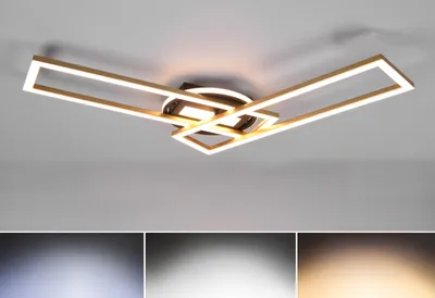 Image de Plafonnier LED TWISTER 30 W, de 2 700 à 6 000 K, 4 500 lm, métal blanc doré, dimensions : 8,5 x 90,5 x 24,5 cm, IP20, RL