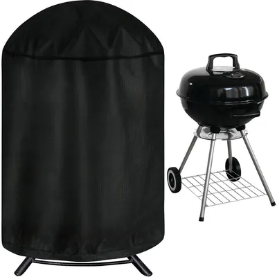 Produktbild von Runde Grillabdeckung Wasserdicht & UV-Beständig BBQ Abdeckhaube für Holzkohlegrill Wetterfeste Schutzhülle Schwarz (61x70cm)